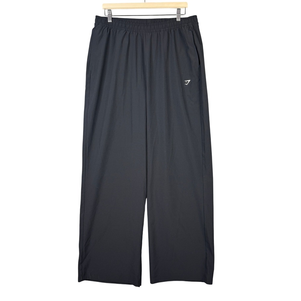 Gymshark B4C1F Women XL Black Wide Leg Training Pants Elastic Waist Relaxed Fit